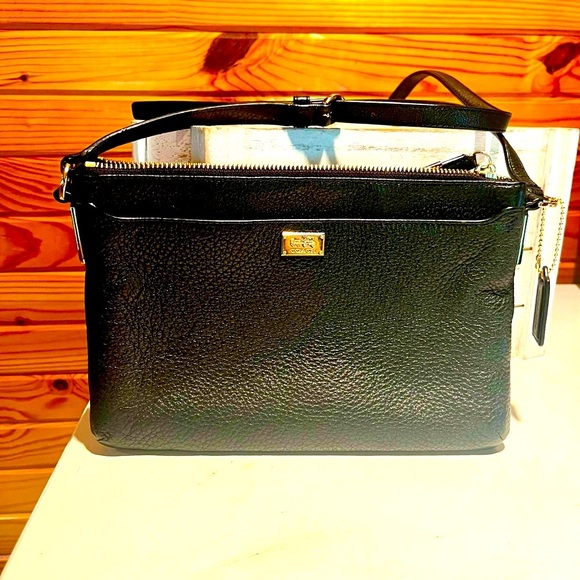 Coach Black Leather Bag with Gold Accents - Picture 1 of 8